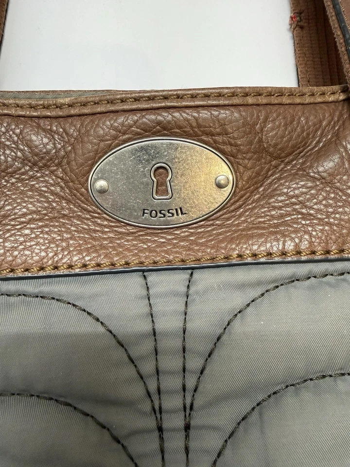 Vintage Fossil Purse Shoulder Bag Key-Per Quilted Sunflower Leather Zip Y2K - Image 3 of 4