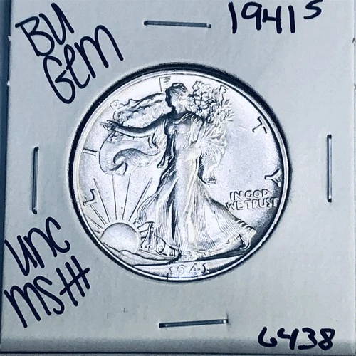 1941 S BU GEM LIBERTY WALKING SILVER HALF UNC MS+++ U.S. MINT RARE COIN 6438