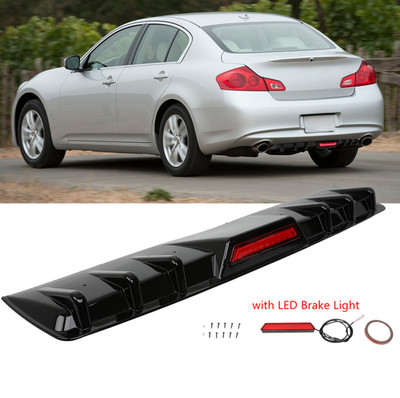 Glossy Black Rear Bumper Diffuser w/ Led Brake Light For Infiniti G35 G37 Sedan