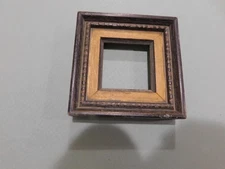Small Wood Picture Frame 3.5" Square Ornate  Mini Vintage Style, tiny, 1970's