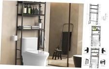 Over The Toilet Storage 3 Tier Over Toilet Bathroom Organizer Wooden Black