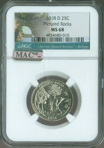 2018-D Pictured Rocks Quarter NGC MS68 MAC Quality