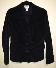 Talbots Blazer Women's Black Velvet Velour Stretch 12 Career Jacket Pockets