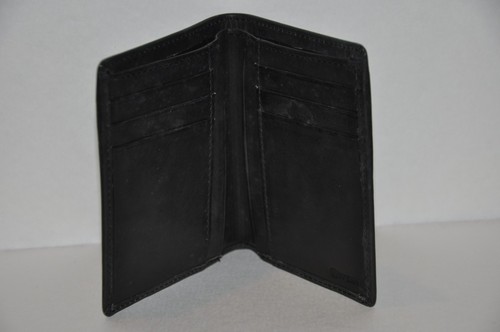 Mens Soft Leather Hipster Black Bifold Wallet Winn Cowhide Nappa - Picture 5 of 6