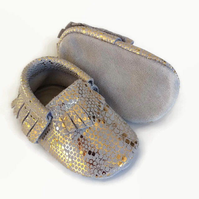 Moccasin Leather gold snakeskin look appx6-18m baby toddler shoes Winnie moccs Moccasin Leather gold snakeskin look appx6-18m baby toddler shoes Winnie moccs
