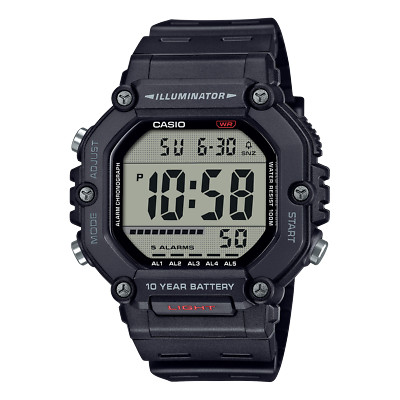 CASIO Herrenuhr digital große Ziffern 10 BAR mit langlebiger Batterie AE-1600H