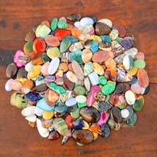 1000 Cts Wholesale Natural Free Size  Shape Mix Gemstone Flat Back Cabochon Lot