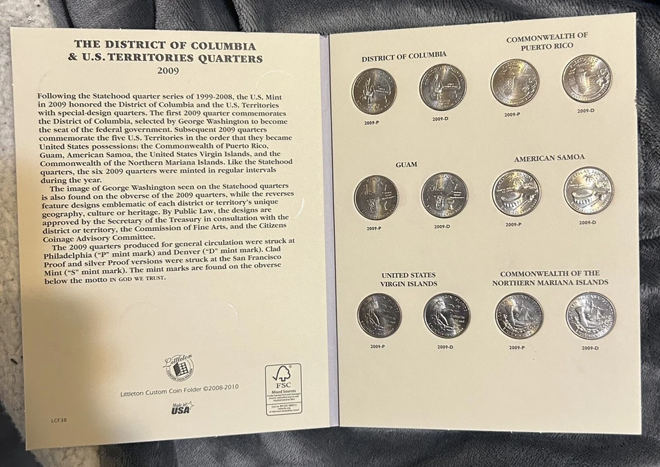 U.S. Complete Territory Quarter Set 2009 Philadelphia And Denver Mint 12 coins - Image 2 of 2