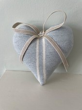 Susie Watson Padded Heart Door Hanger Vintage Stripe Blue Cotton Fabric