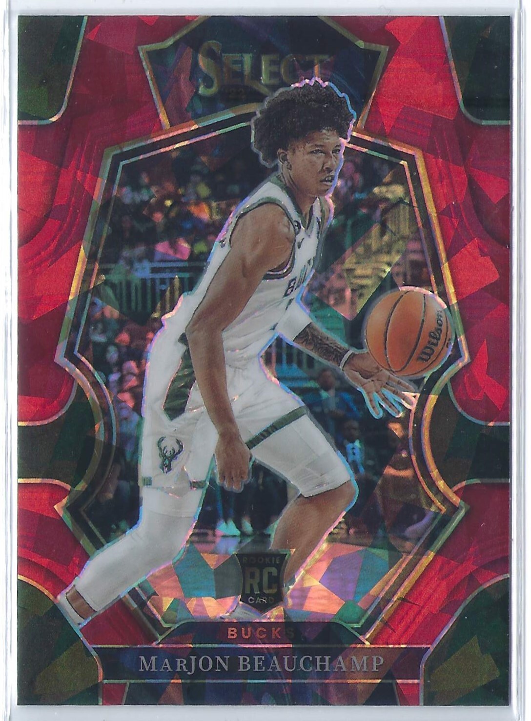 MarJon Beauchamp 2022-23 Panini Select Premier Red Cracked Ice Prizm Rookie Card