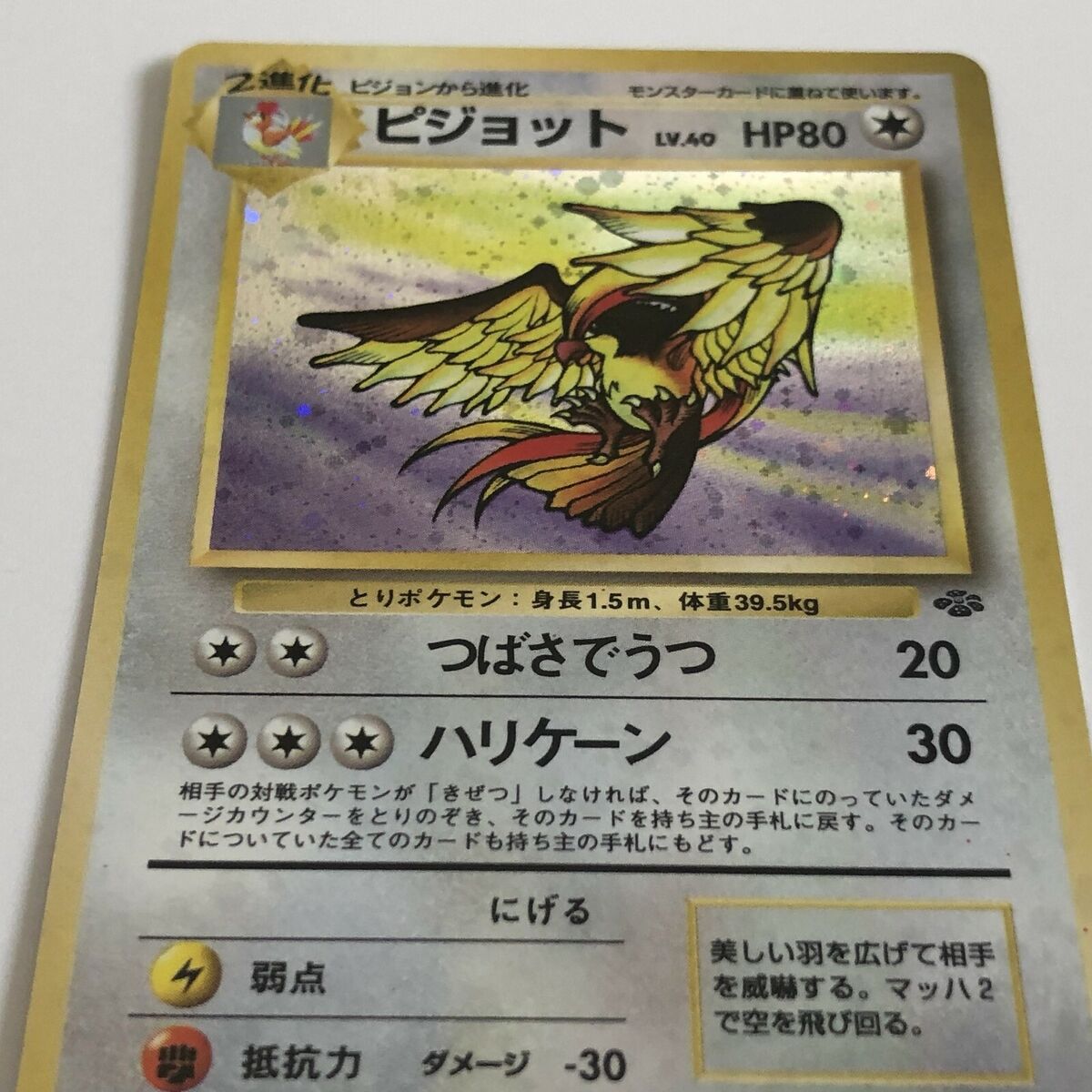 Pidgeot Japanese Pokemon card Nintendo Holo Rare NO.018 LV.40 HP80 TCG F/S