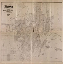 24" x 24" 1890 Official Map Of The City Of Houston & Adjoining Surveys