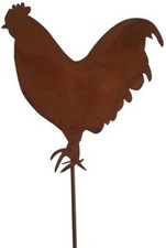 Outdoor Rustic Rusty Metal Stake chicken hen  Silhouette Ornament