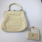 Lamured Petit Lucite Beads Vintage Purse Handbag with Compact Mirror