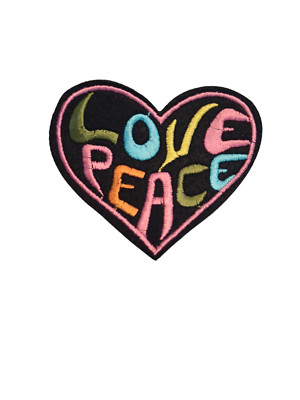 Love Peace Herz Bügelbild Patch Aufnäher Transfer Abzeichen - Love & Peace