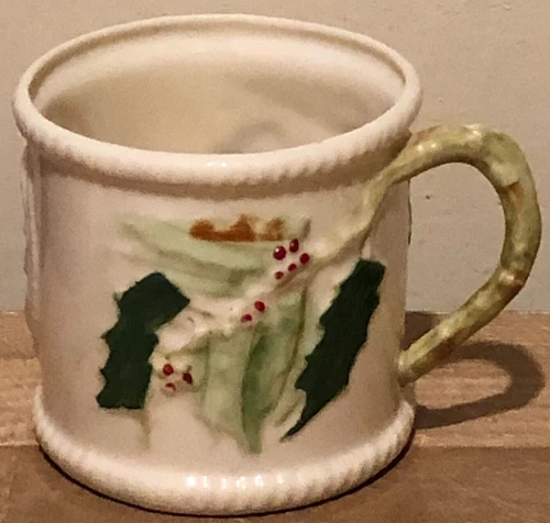 Lovely Belleek Holly Painted Christmas Mug (4 available)