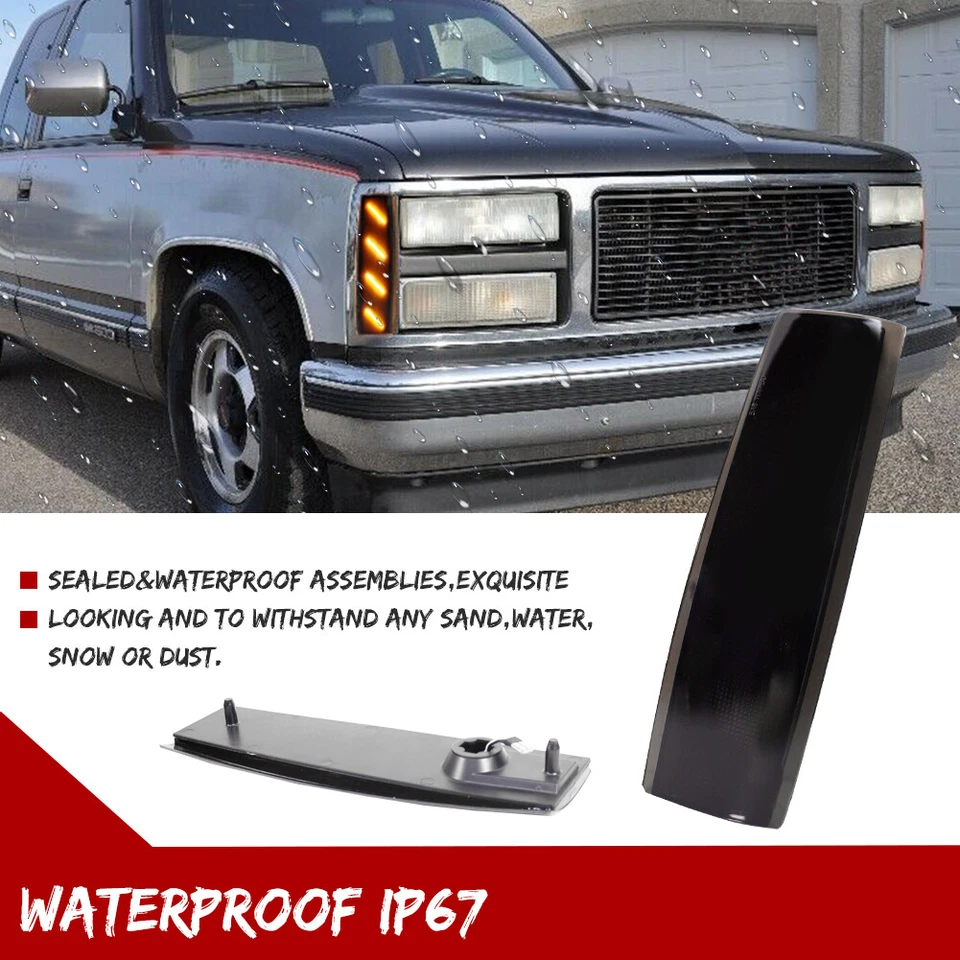 Luces de esquina marcadoras laterales delanteras ámbar ámbar para 88-93 GMC K1500 K2500 K3500 Foto 4 de 4