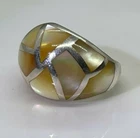 Vintage Sterling Silver Dome Mother of Pearl Ring