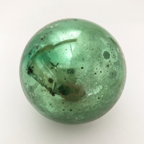 VTG Shiny Brite Stencil Merry Christmas Ornament Mint Jadeite Green 2.5” Patina - Picture 5 of 7