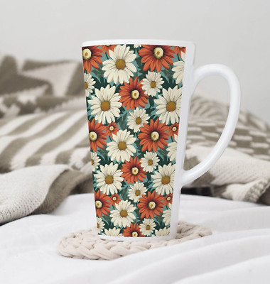 Autumn Daisies Garden Coffee Tea Latte Mug Cup 17 Oz Ceramic White by Mugzan
