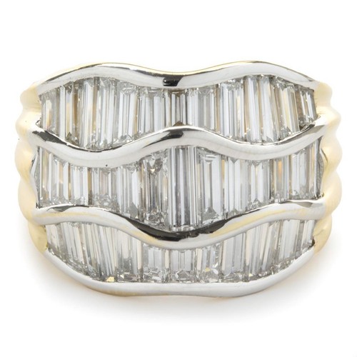 Salavetti 18 Karat Yellow Gold Channel Set Baguette Diamond Band - Picture 2 of 4