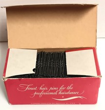 Vtg Flamingo 1-3/4" Ball Tipped Invisible Silver Crimped Hair Pins Box France