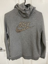 NIKE Funnel Neck Pullover Hoodie Spellout Women s Med Red Tag