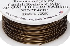 Wire, 10 Yard Tarnish Resistant Vintage Bronze 20 Gauge Round Wrapping Wire