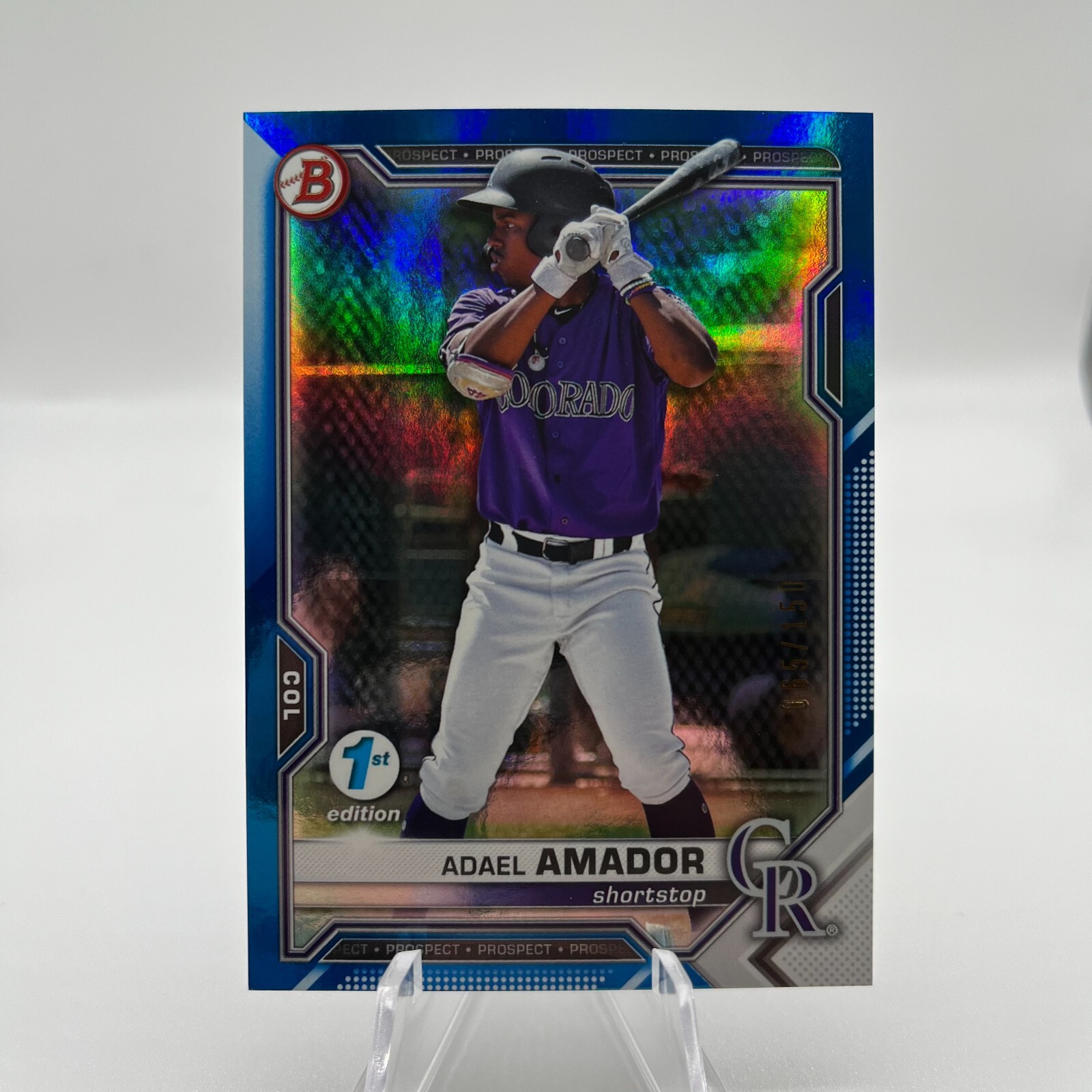 2021 Bowman Draft 1st Edition Blue Foil 065/150 Adael Amador #BD-195