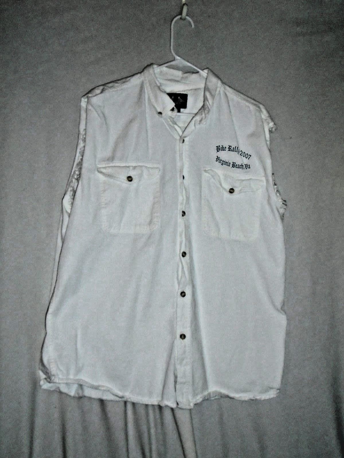 Men Cut Off Sleeveless 100 Cotton Denim Button up Biker Shirt / Vest