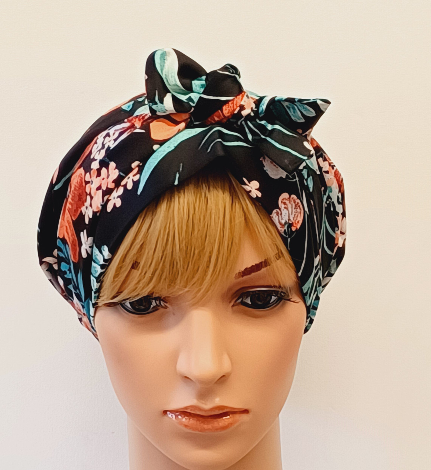 Satin lined bonnet, head scarf, natural curly hair covering, bandana, tichel