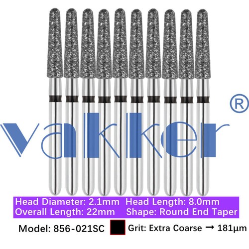 10pc/pk Vakker Dental FG Diamond Burs Round Long/ Round End Taper for High Speed - Picture 60 of 77