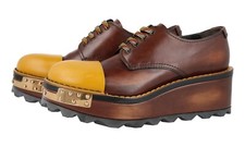 AUTH LUXURY PRADA LACE-UP SHOES 1E226H BROWN LEATHER NEW US 10 EU 40 40,5 UK 7
