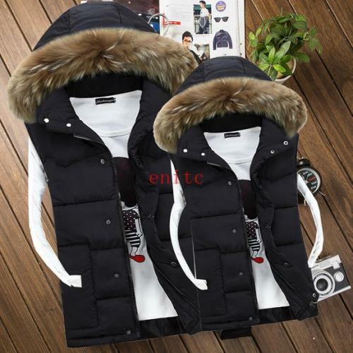 Hooded Down Vest Big Fur Hood 
