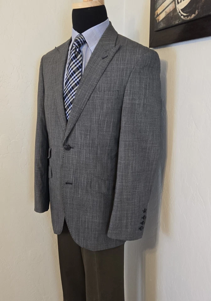 Blazer de puño de cirujano de lavandería inglés para hombre 40L gris puntada superior solapa pico abrigo deportivo Foto 2 de 4