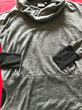 Athleta Cowl Neck Gray Hoodie Sweatshirt Pockets Thumb Holes Medium