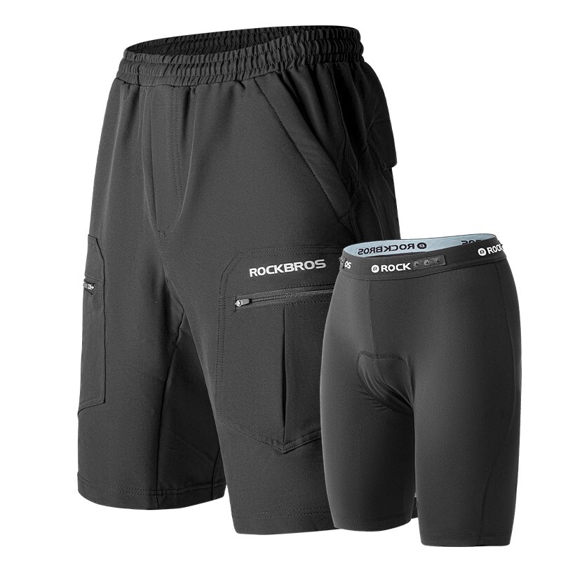 Шорты ROCKBROS 2в1 Herren MTB 4D gepolstert Radshorts Fahrradhose Kurz M-4XL 14890₽