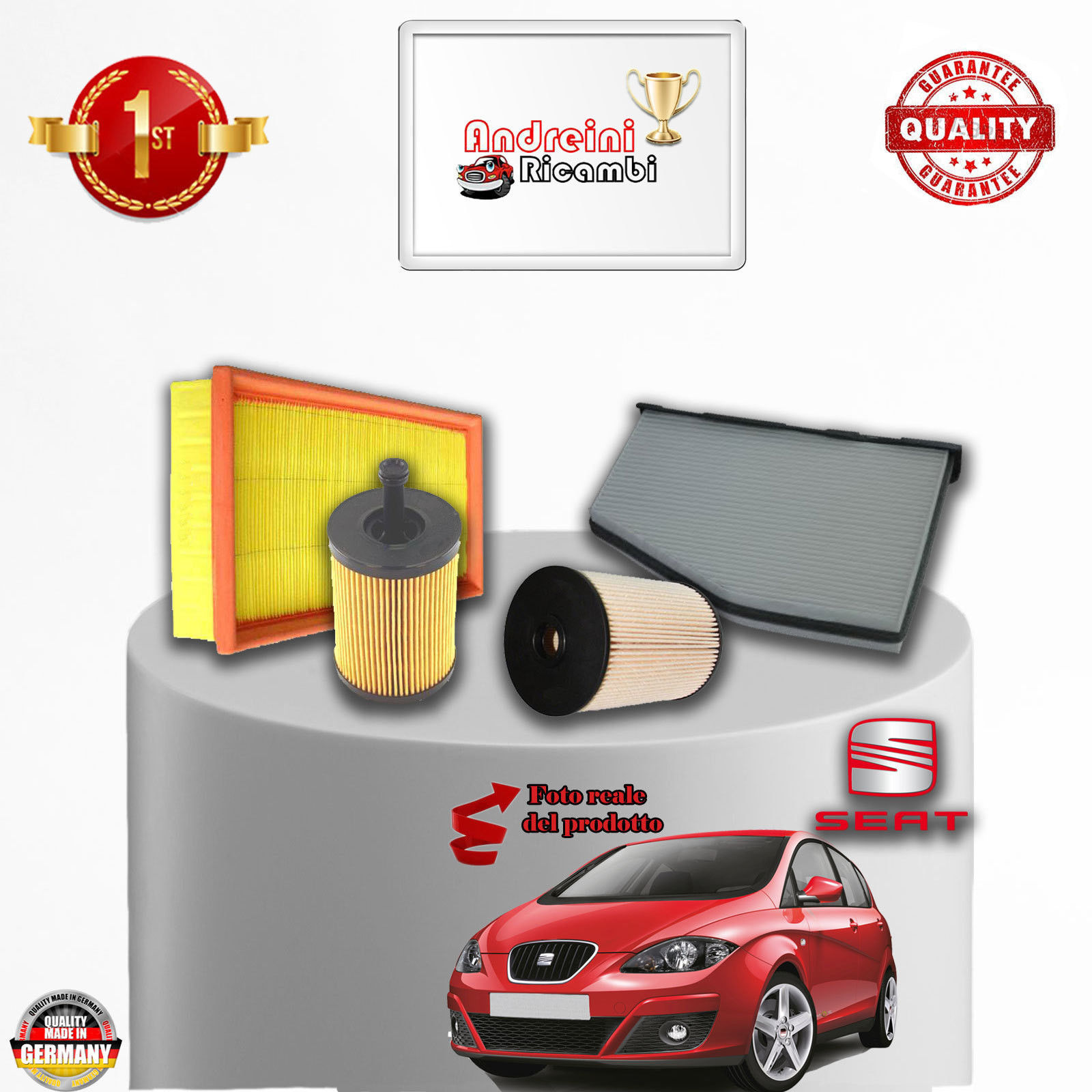 KIT TAGLIANDO 4 FILTRI SEAT ALTEA 1.9 TDI 77KW 105CV DAL 2004 ->