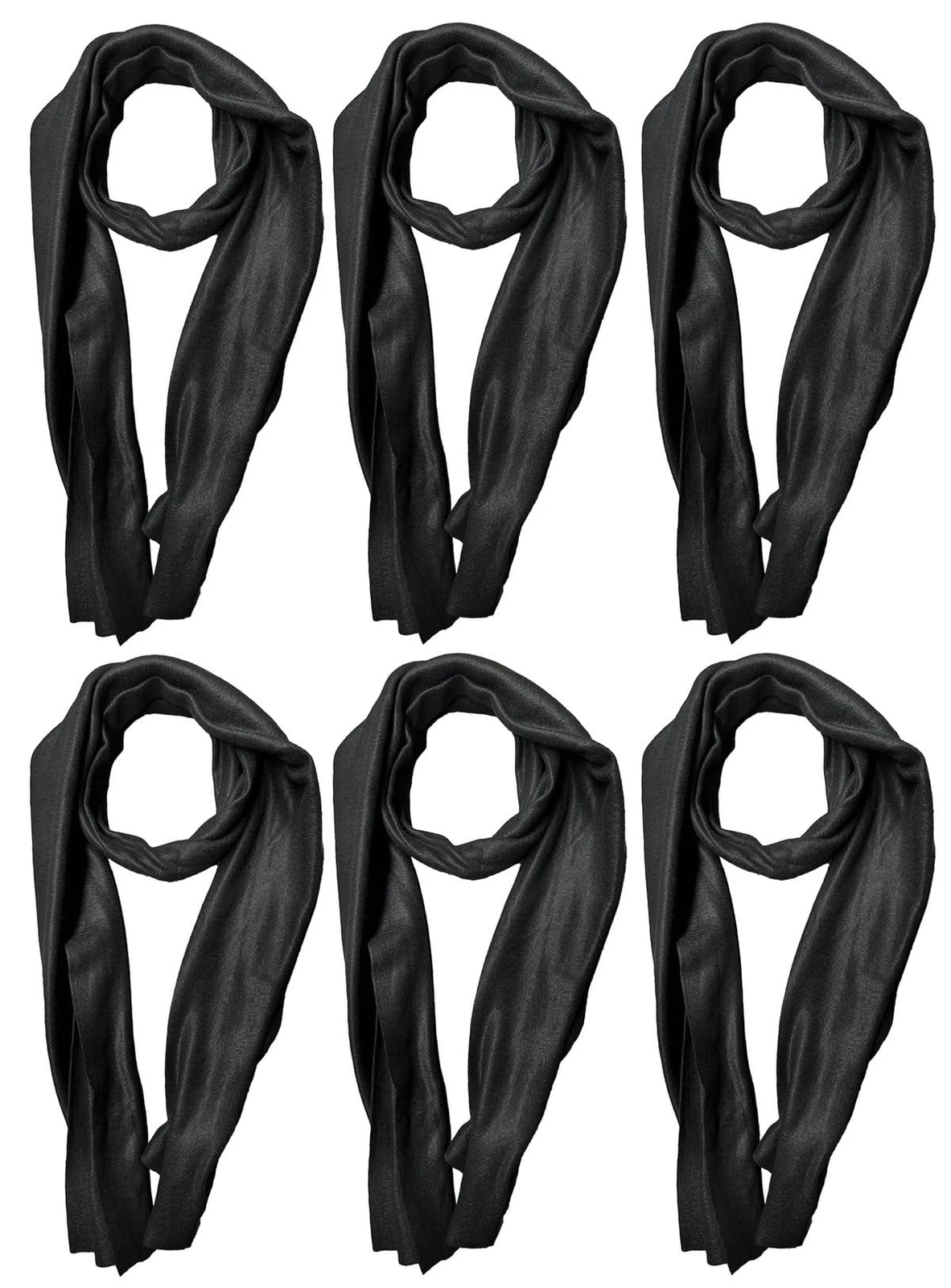 6 PACK FLEECE BLACK Unisex Yacht & Smith Warm Fleece Knit Winter Neck Scarfs