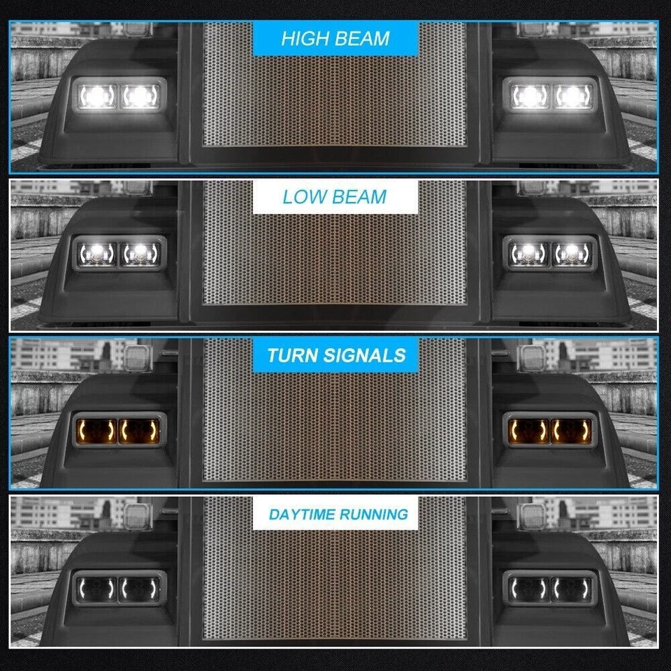 For Isuzu NQR NPR NPR-HD FTR 4x 4x6" LED Headlights DRL Hi-Lo Turn Signal Lamp Foto 3 de 4