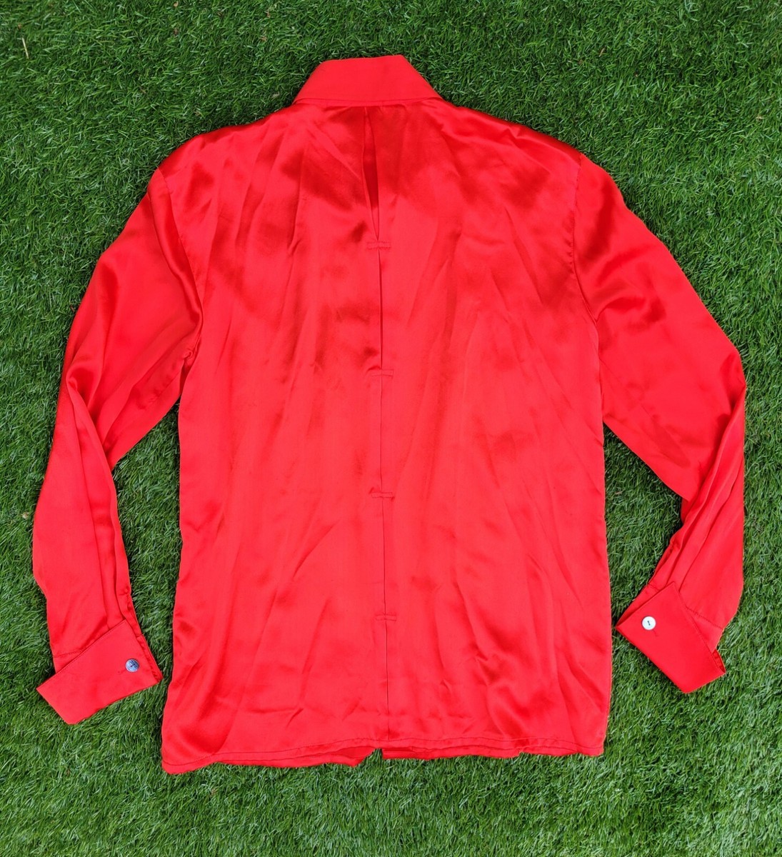 Paolo Santini vintage 90s 100% silk blouse red big cats