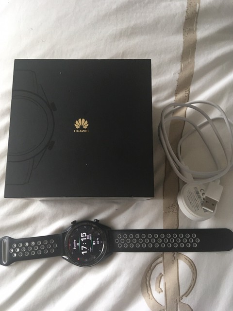 huawei watch gt 46.5 mm black stainless steel case with graphite black band