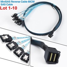 Lot Power Reverse Breakout Mini SAS 4X SATA 7Pin to SFF-8643 SAS HD Cable 80cm