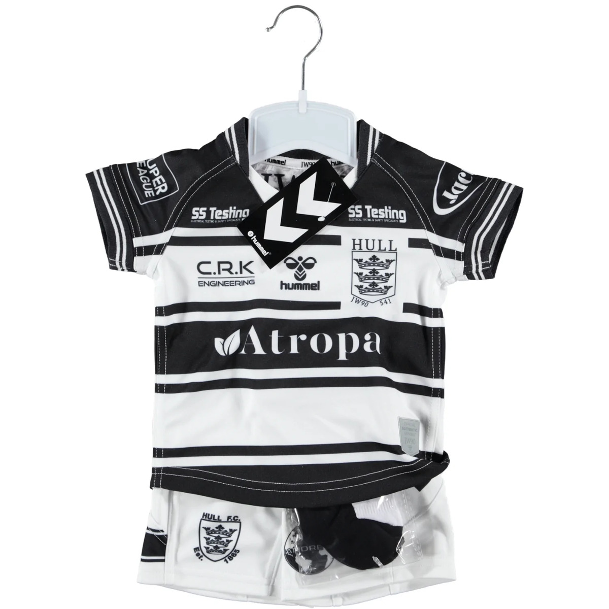 tin arm Kurve Size 6-12M) Hummel Hull FC Rugby League Home Mini Kit Black/White | eBay