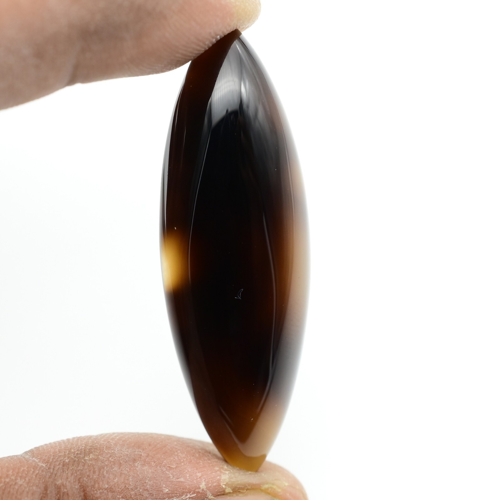 AAA+ Natural Black Onyx Cabochon Faceted Gemstone 40ct 48x15mm R-69