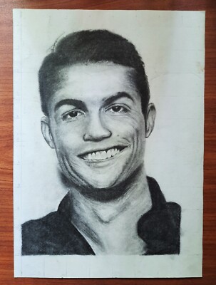 ACEO ORIGINAL PENCIL PORTRAIT DRAWING RONALDO SKETCH FOOT BALL 11X8 A4 Artwork