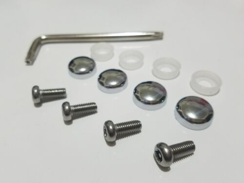 BMW SECURITY Anti Theft Auto License Plate Screws Stainless bolts CHROME Caps WR - Picture 2 of 3