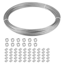 1/16" Stainless Steel 304 Cable Wire Rope 33FT with 50 Sleeves 12 Thimbles