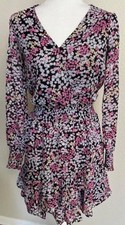 Michael Kors Mod Garden Julia Printed Faux-Wrap Dress Medium Floral Mini 2022