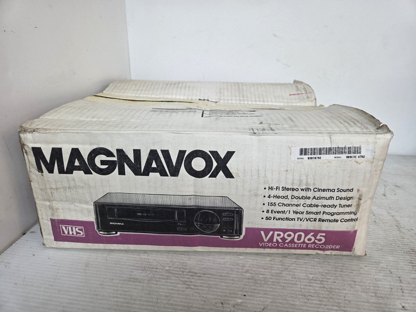 Vintage NOS New Magnavox VR9065 VCR VHS Player 4-Head Hi-Fi 